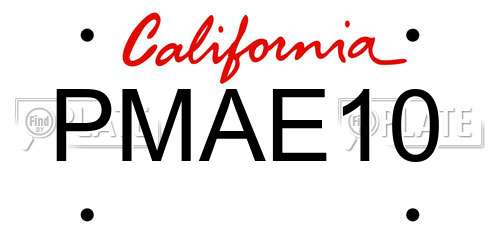PMAE10 California License Plate