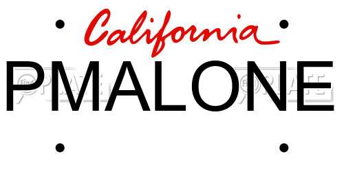 PMALONE California License Plate