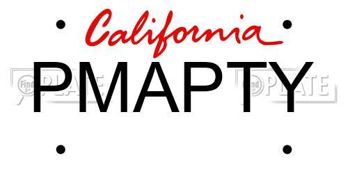 PMAPTY California License Plate