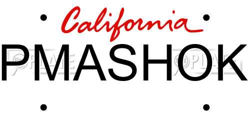PMASHOK California License Plate