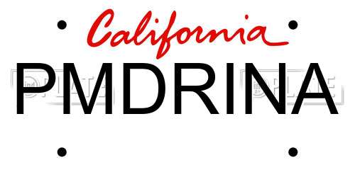 PMDRINA California License Plate