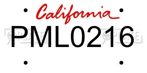 PML0216 California License Plate