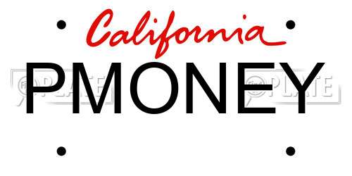 PMONEY California License Plate