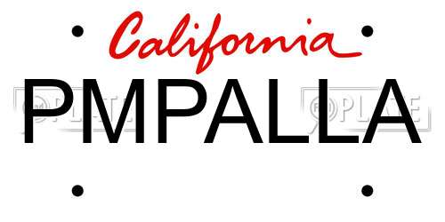 PMPALLA California License Plate