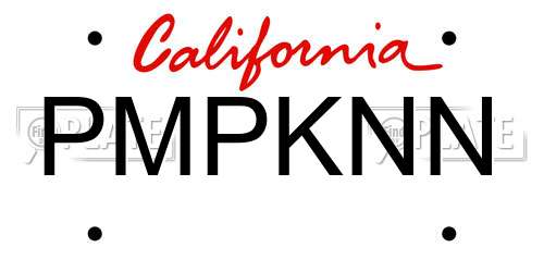 PMPKNN California License Plate