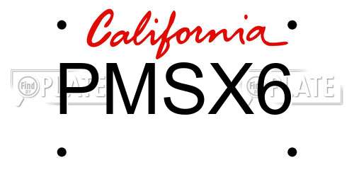 PMSX6 California License Plate