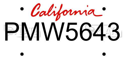 PMW5643 California License Plate