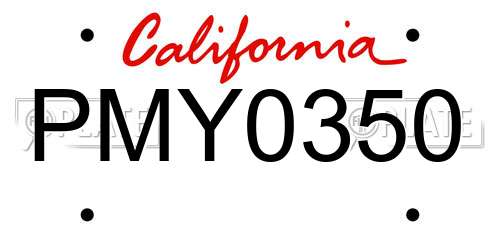PMY0350 California License Plate