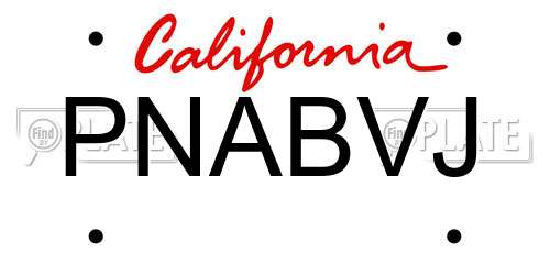 PNABVJ California License Plate