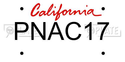 PNAC17 California License Plate