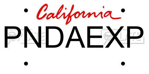 PNDAEXP California License Plate
