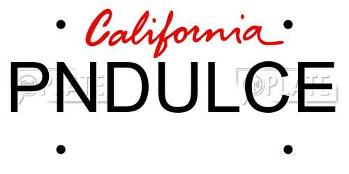 PNDULCE California License Plate
