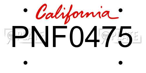 PNF0475 California License Plate