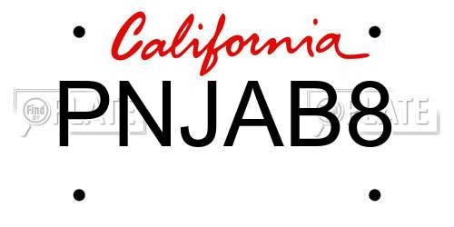 PNJAB8 California License Plate