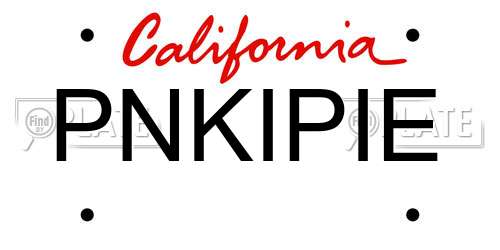 PNKIPIE California License Plate