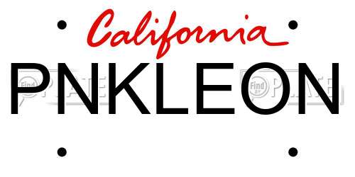PNKLEON California License Plate