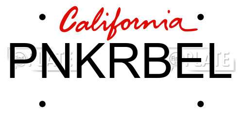 PNKRBEL California License Plate