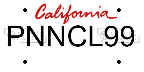 PNNCL99 California License Plate