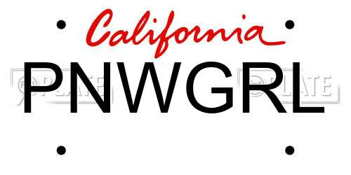 PNWGRL California License Plate