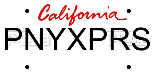 PNYXPRS California License Plate