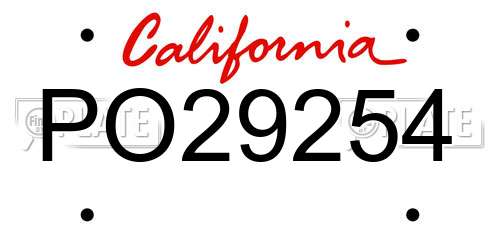 PO29254 California License Plate
