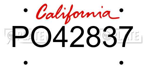 PO42837 California License Plate