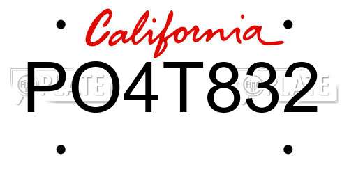 PO4T832 California License Plate