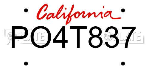 PO4T837 California License Plate