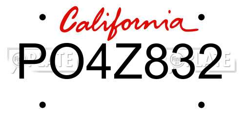 PO4Z832 California License Plate