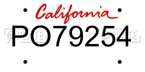 PO79254 California License Plate