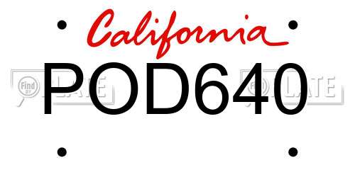POD640 California License Plate