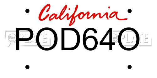 POD64O California License Plate