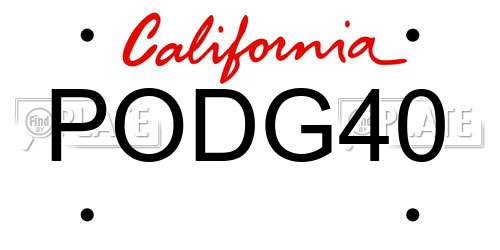 PODG40 California License Plate