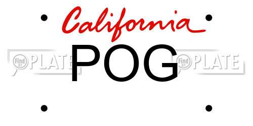 POG California License Plate