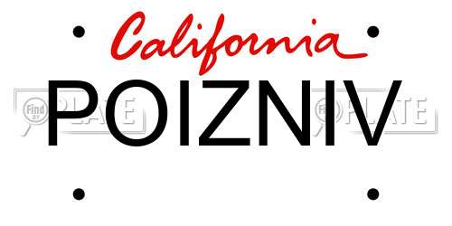 POIZNIV California License Plate