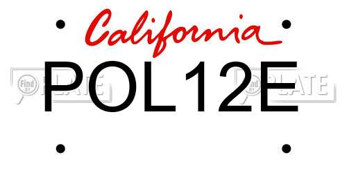 POL12E California License Plate