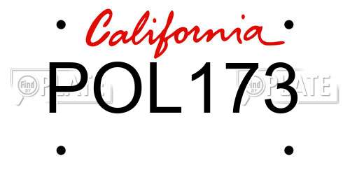 POL173 California License Plate