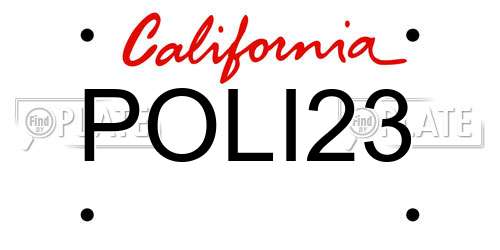 POLI23 California License Plate