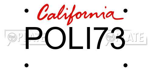 POLI73 California License Plate