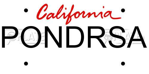 PONDRSA California License Plate
