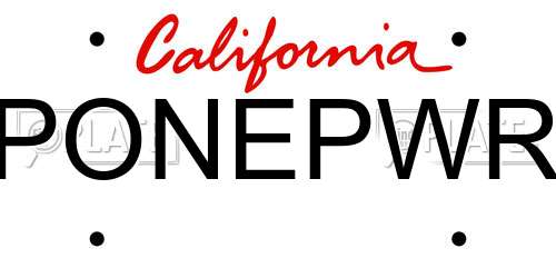 PONEPWR California License Plate