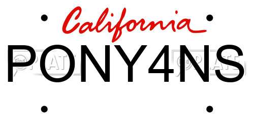 PONY4NS California License Plate