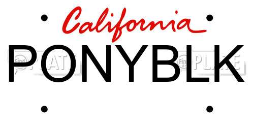 PONYBLK California License Plate