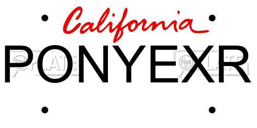 PONYEXR California License Plate