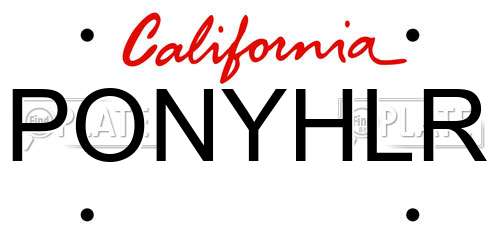 PONYHLR California License Plate