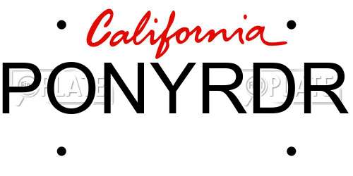 PONYRDR California License Plate