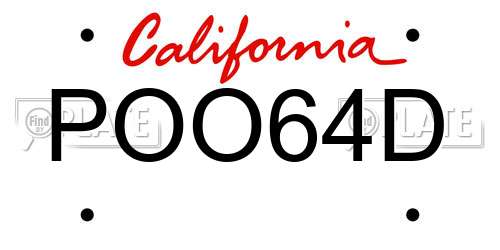POO64D California License Plate