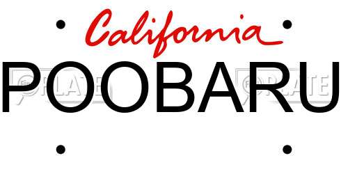 POOBARU California License Plate