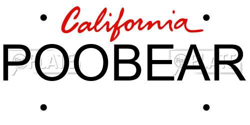 POOBEAR California License Plate