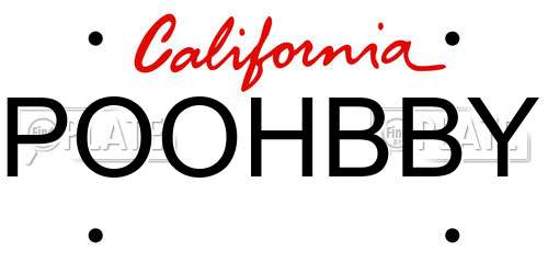 POOHBBY California License Plate
